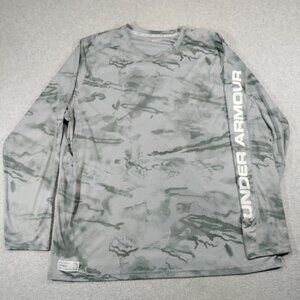 Under Armour Shirt Men 3XL Gray UA Iso-Chill Shore Break Camo Long Sleeve Fishig